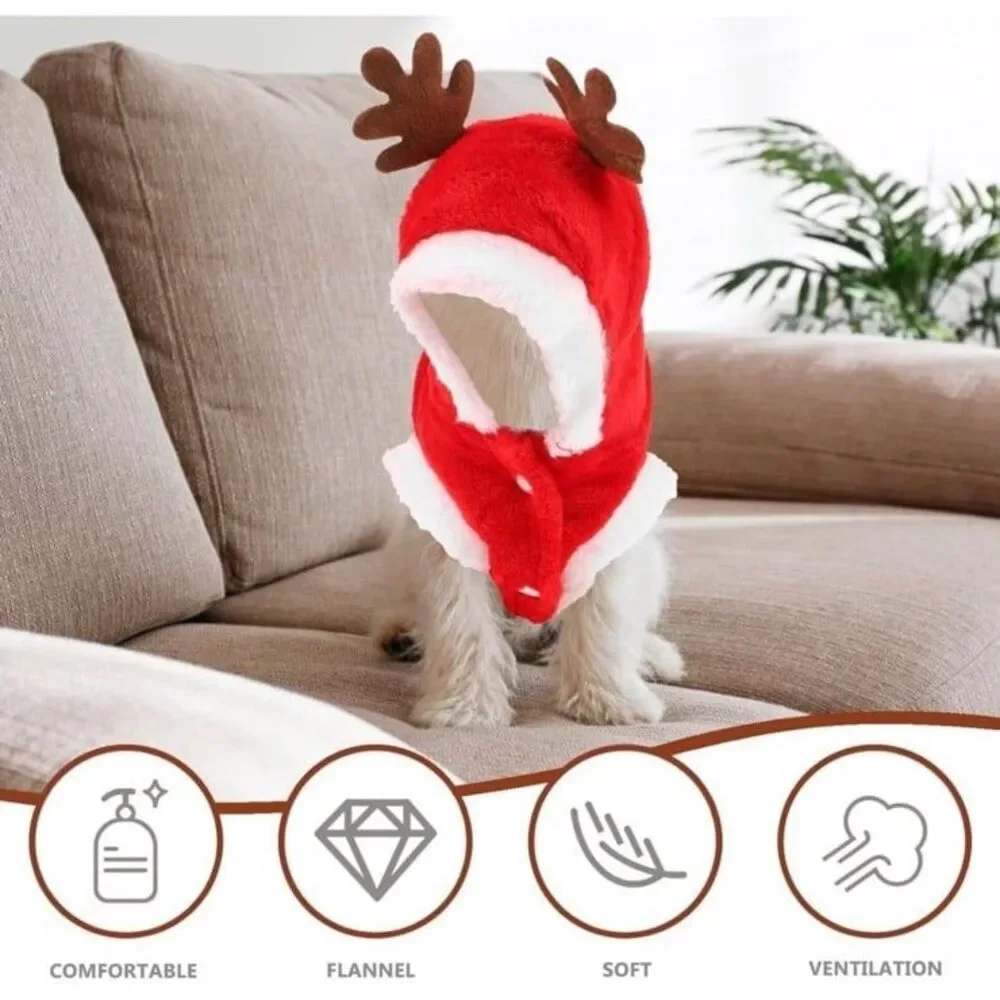 POPETPOP Christmas Dog Sweater - Santa Elk Dog Costume Christmas Dog Hoodie Xmas